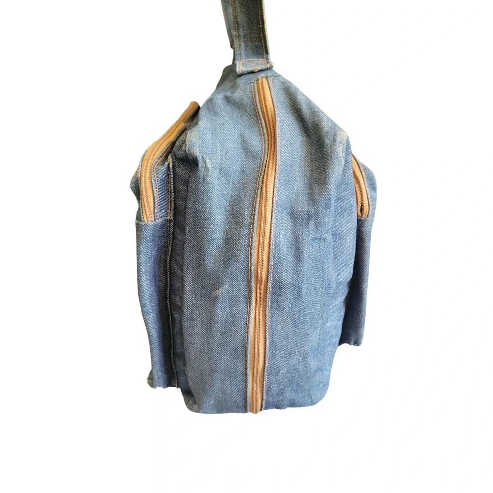 Vintage 70s Levis Orange Tab Denim Duffel Bag Travel Weekender Luggage USA - Picture 7 of 11